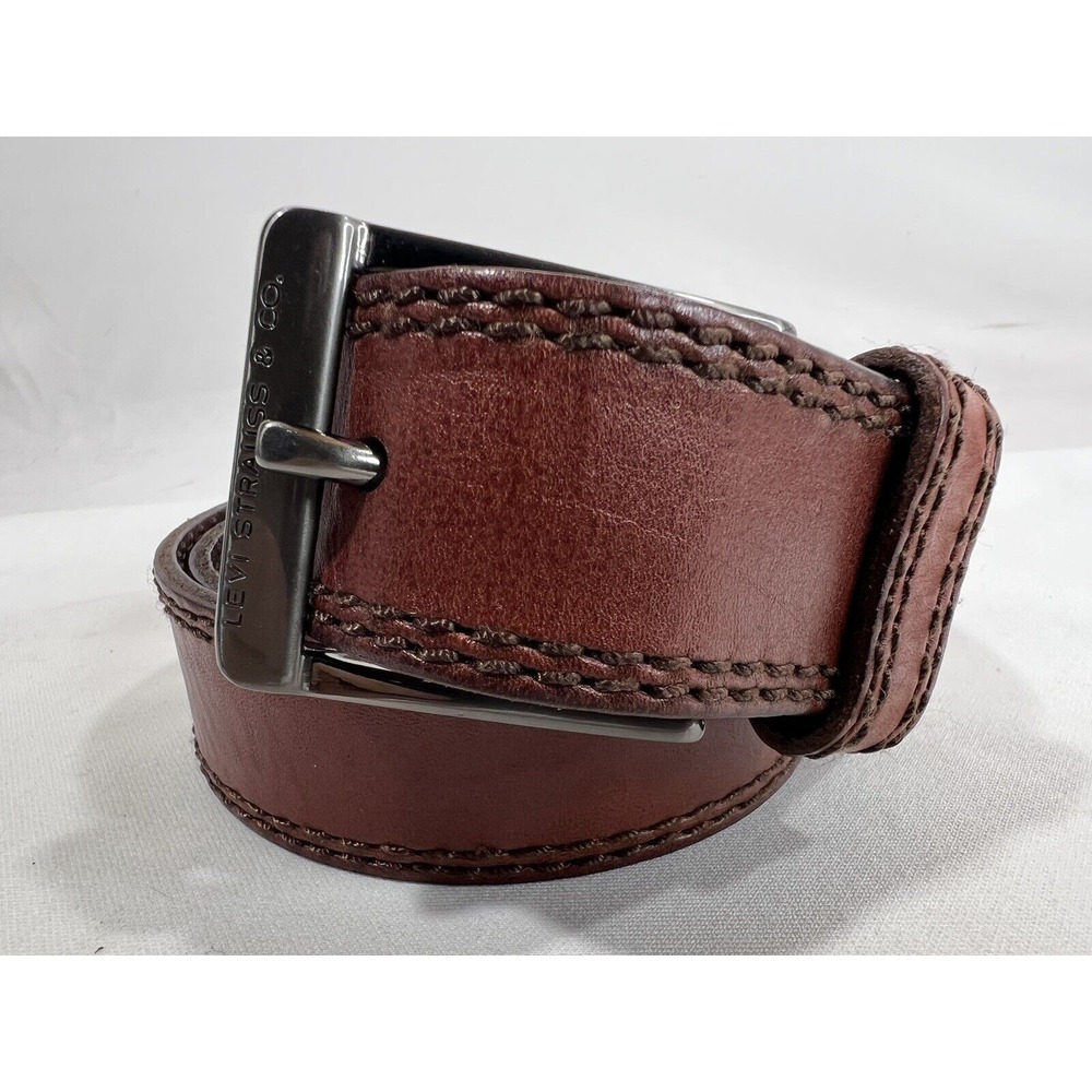 Levis Leather Belt Mens 36 Brown Genuine Leather Casual Classic Buckle